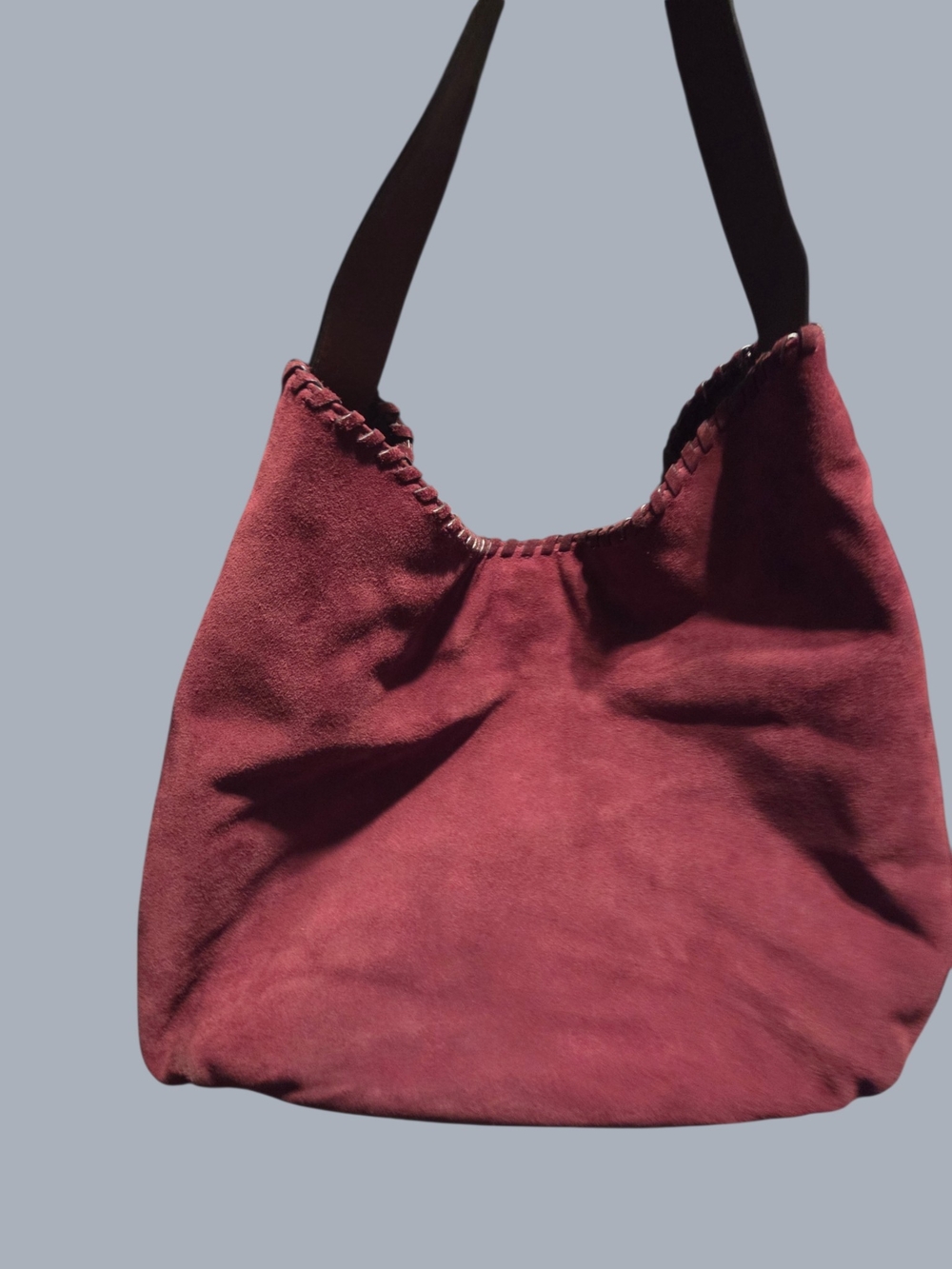 Tory Burch Suede Hobo Shoulder Bag - Burgundy